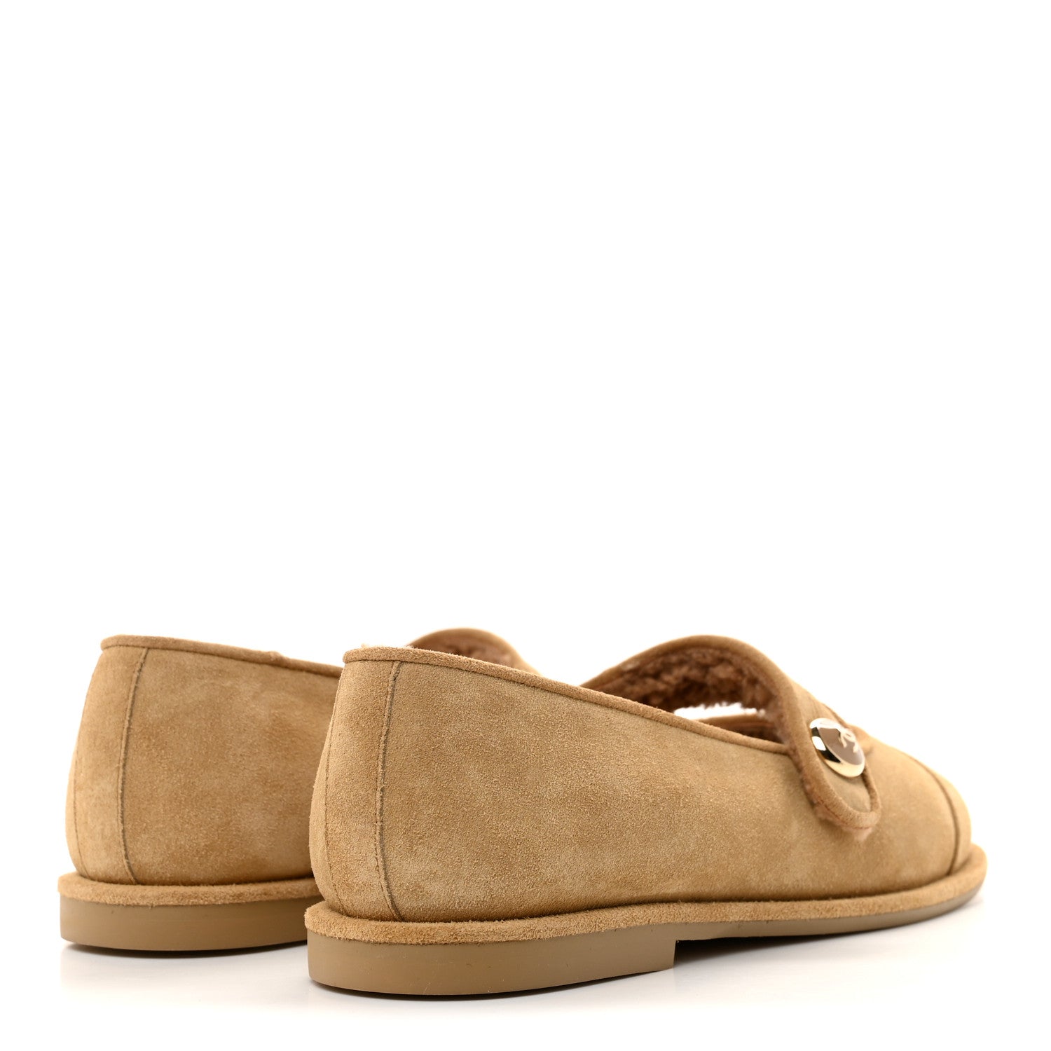 Chanel Suede Cap Toe CC Mary Jane Flats 36.5 Beige 5 of 10