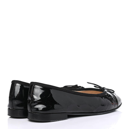 Chanel Patent CC Cap Toe Ballerina Flats 38 Black 3 of 4