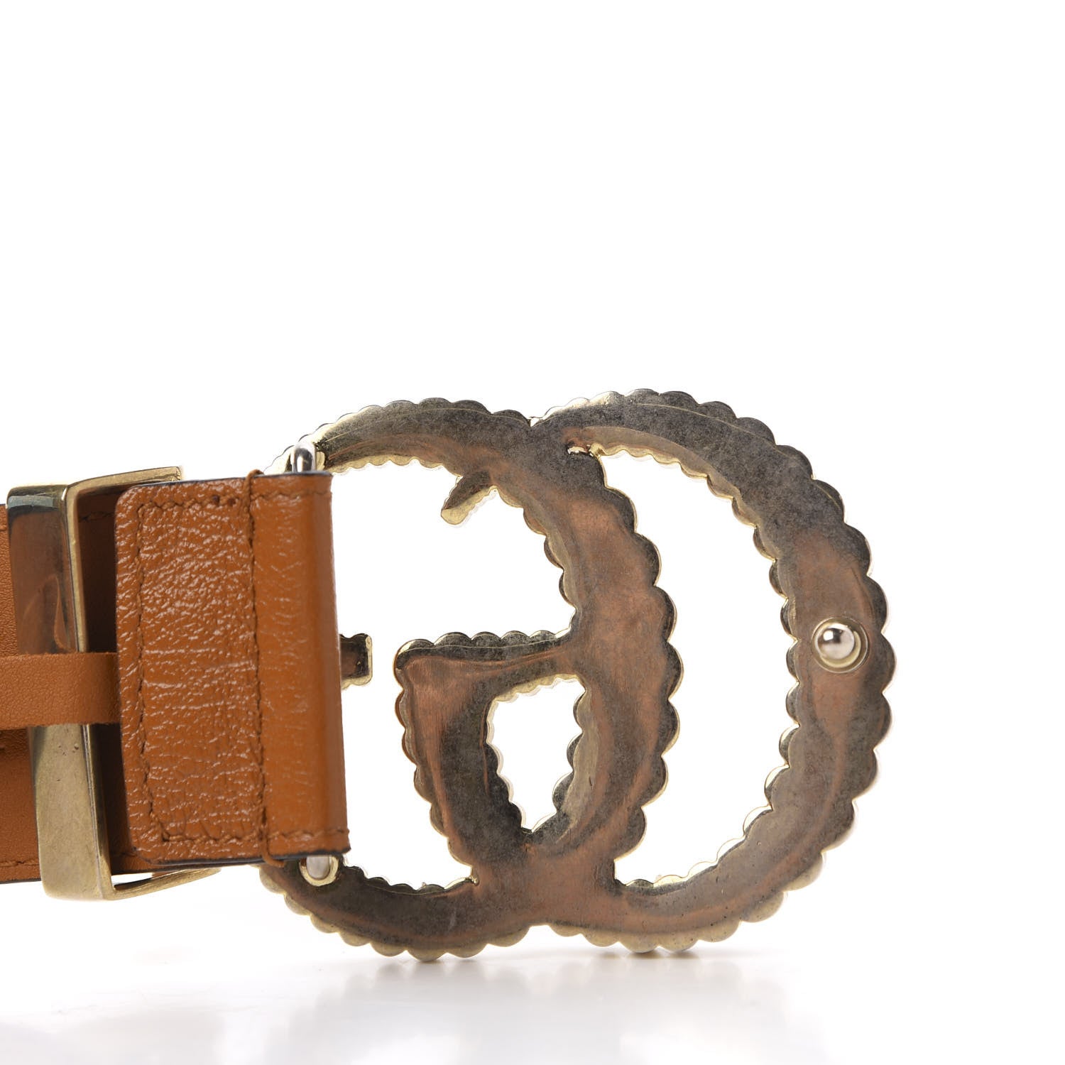 Gucci Azalea Calfskin Matelasse Diagonal Torchon Double G 40mm Belt 80 32 Cognac Black 7 of 7