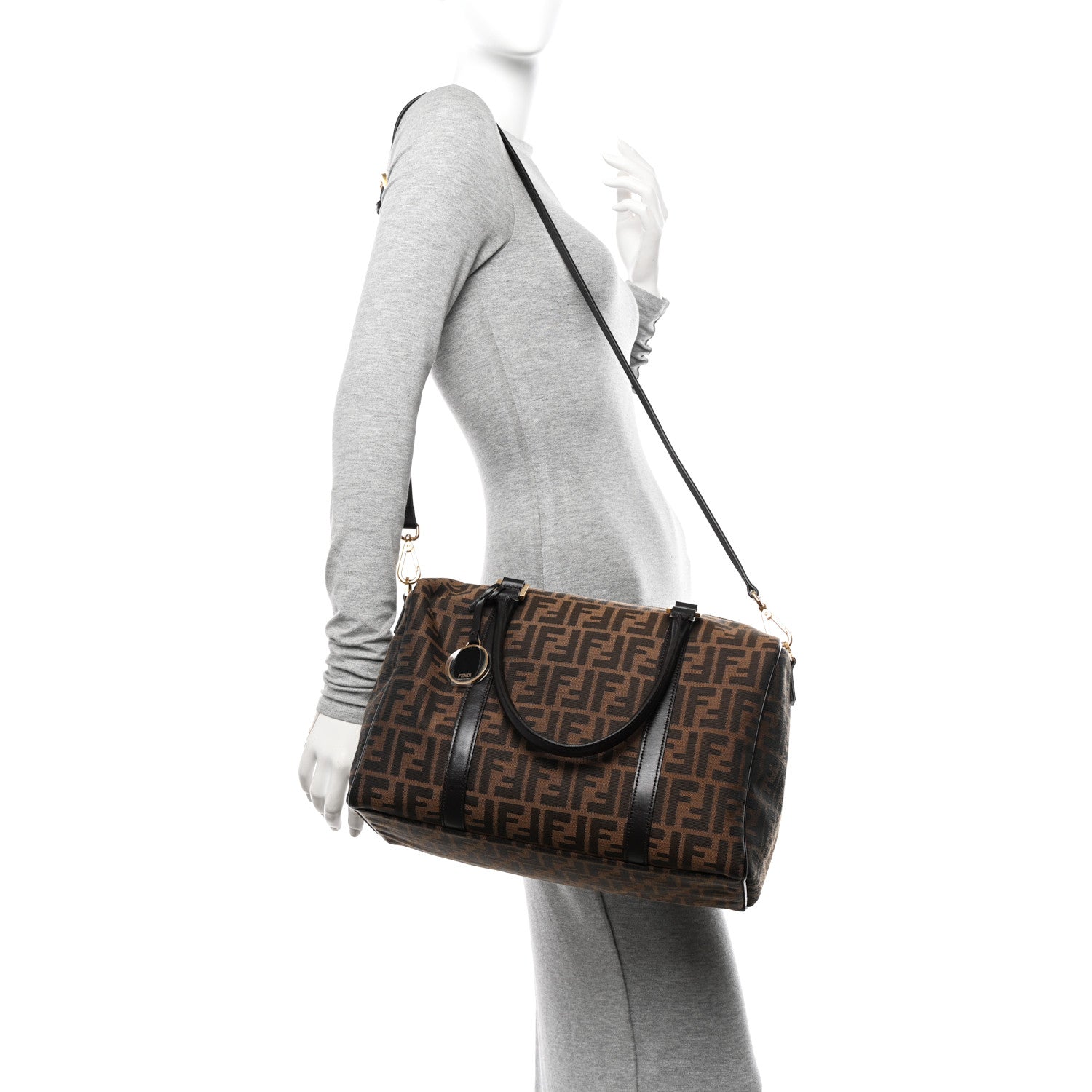 Fendi Zucca Medium Convertible Boston Satchel Tobacco Brown 2 of 11