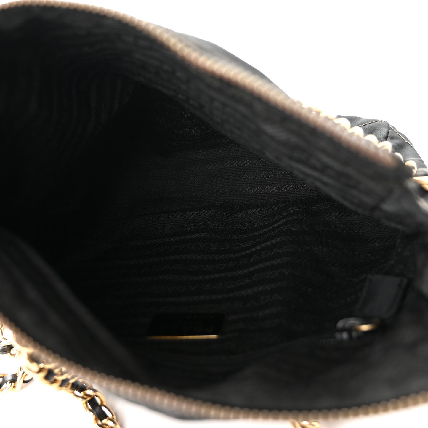 Nylon Tessuto Impuntu Quilted Shoulder Bag Black