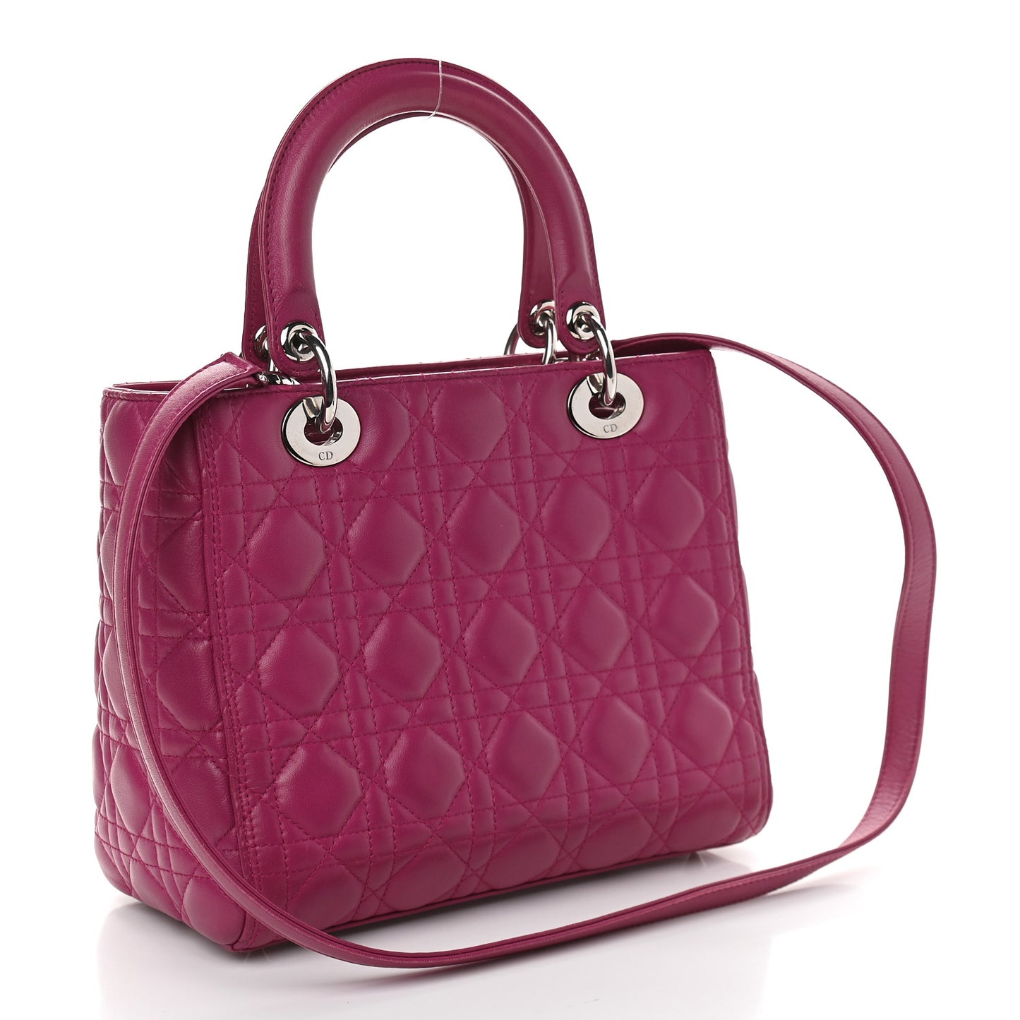 Lambskin Cannage Medium Lady Dior Fuchsia