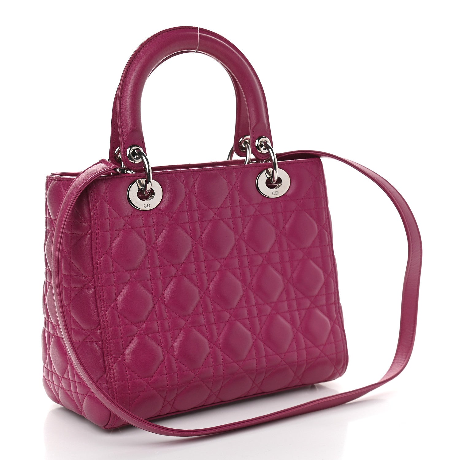 Christian Dior Lambskin Cannage Medium Lady Dior Fuchsia 2 of 10
