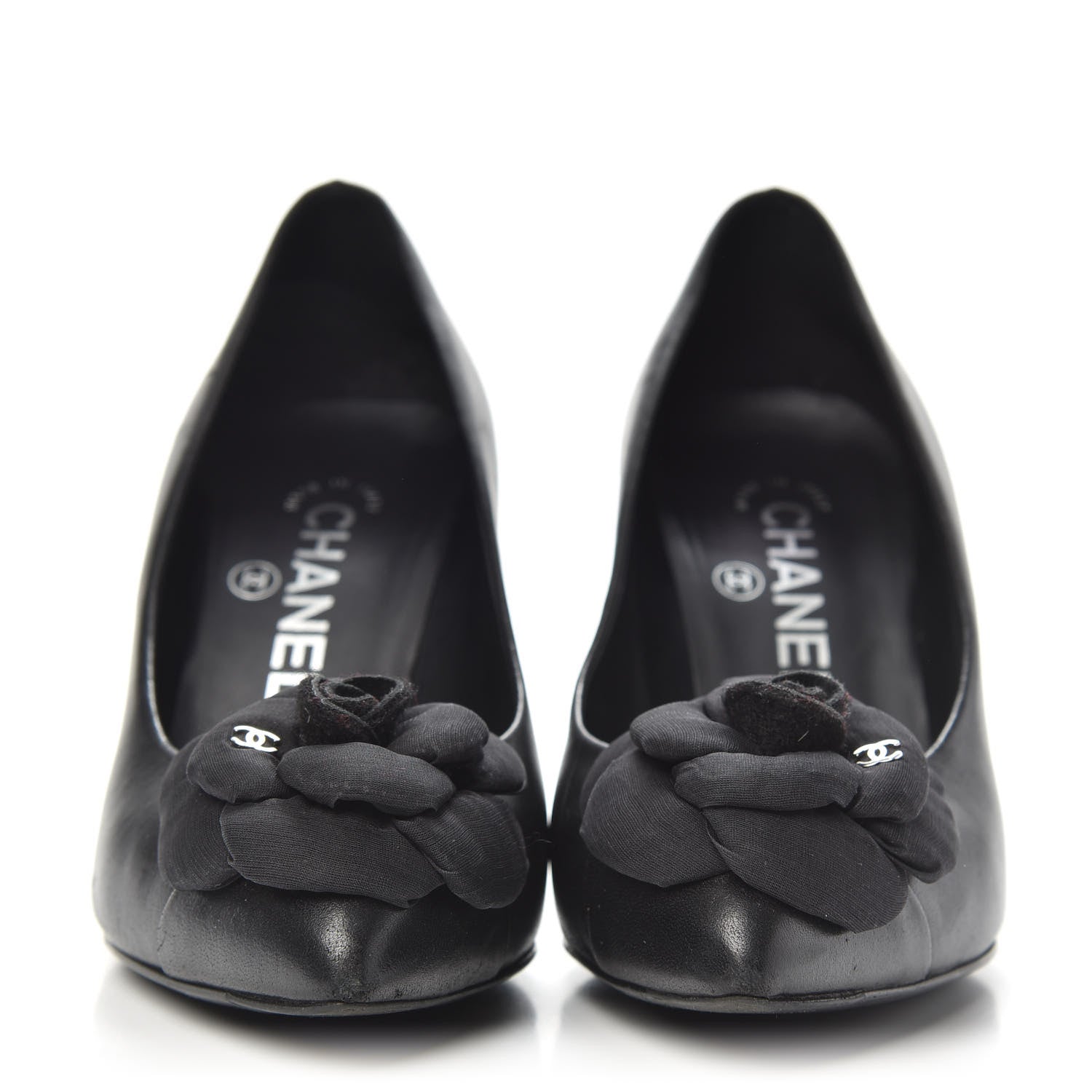 Chanel Lambskin Camellia Pumps 35.5 Black 2 of 12