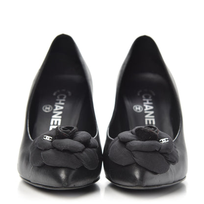 Chanel Lambskin Camellia Pumps 35.5 Black 2 of 12