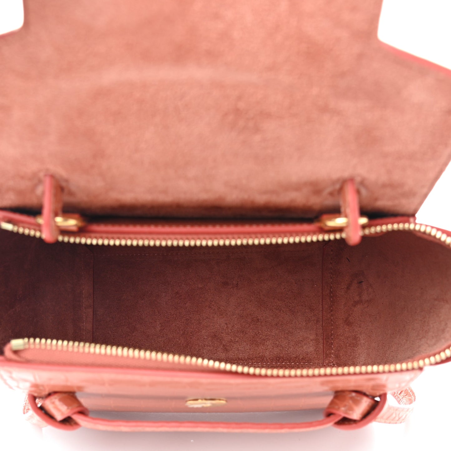 Calfskin Crocodile Embossed Nano Belt Bag Lychee