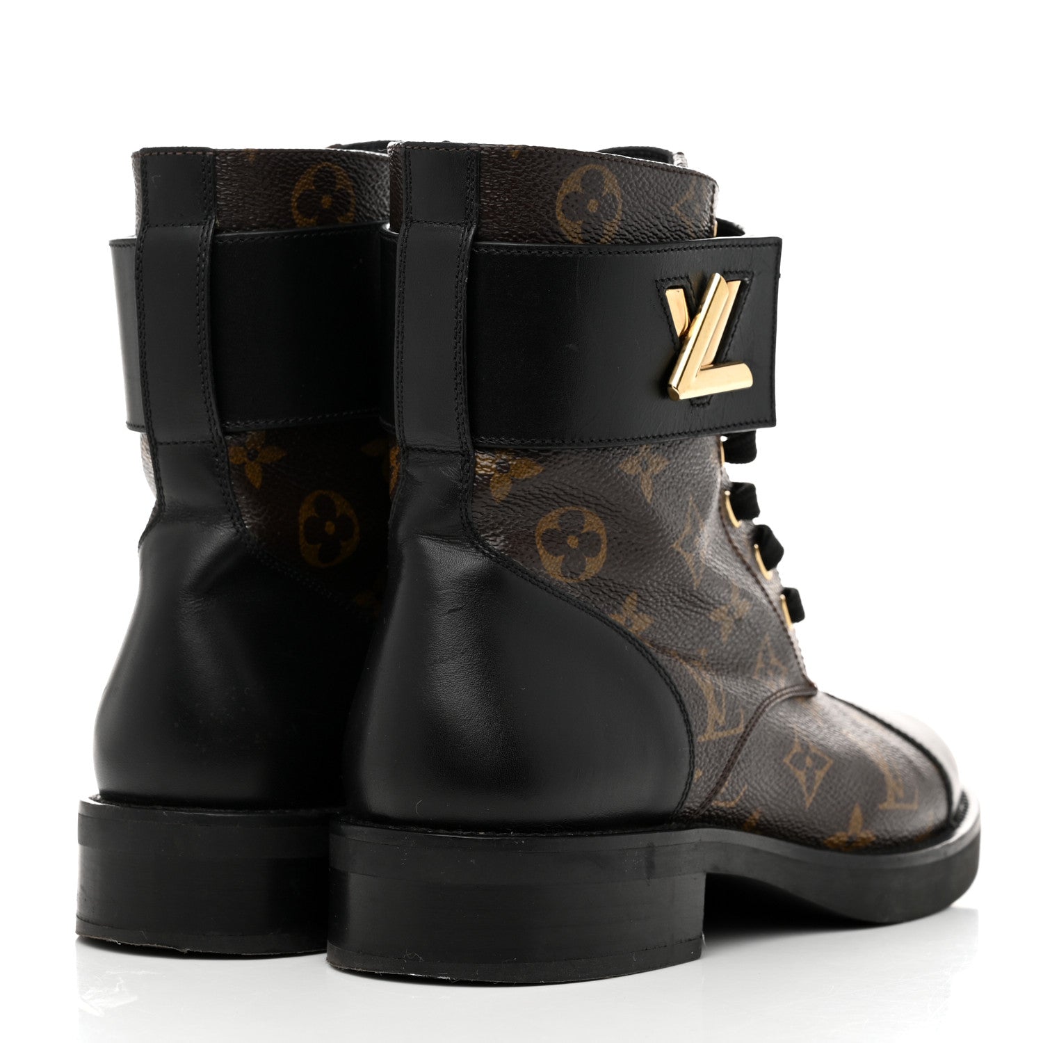 Louis Vuitton Calfskin Monogram Wonderland Flat Ranger Boots 37.5 Black 4 of 8