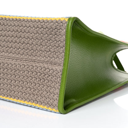 Gucci Fabric Embroidered Square G Forte Dei Marmi Striped Tote Bag Green Yellow 12 of 13