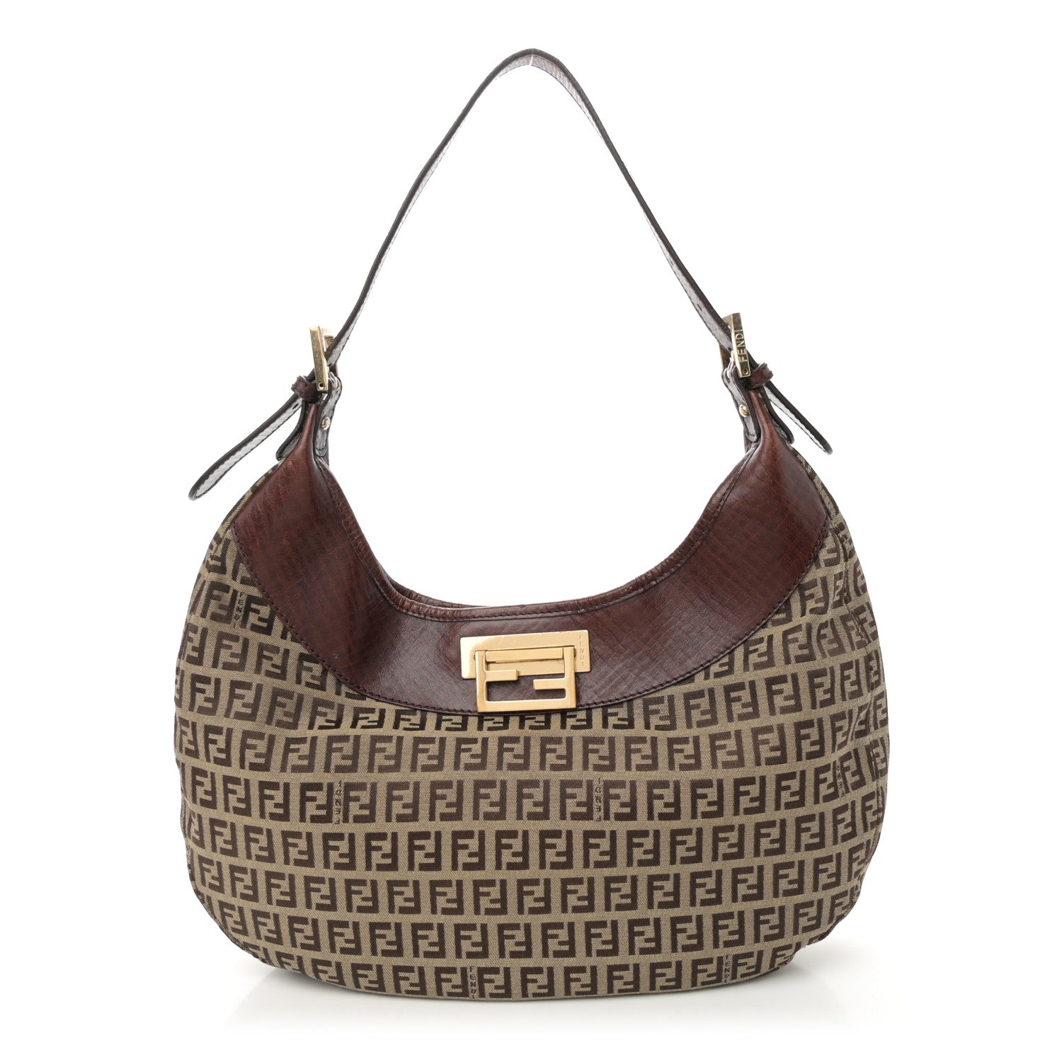 Fendi Zucchino Vitello Clip Hobo Mogano Panna Bruciato 1 of 12