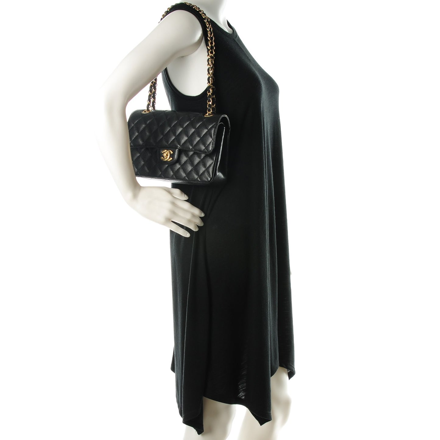 Caviar Quilted Small Double Flap Black