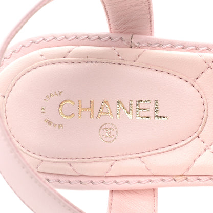 Chanel Lambskin Chain CC Logo Thong Sandals 38 Light Pink 7 of 9