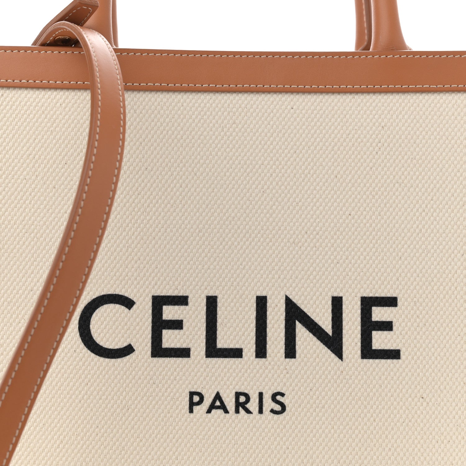 Celine Canvas Calfskin Logo Print Small Vertical Cabas Natural Tan 8 of 11