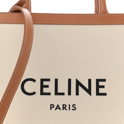 Celine Canvas Calfskin Logo Print Small Vertical Cabas Natural Tan 8 of 11