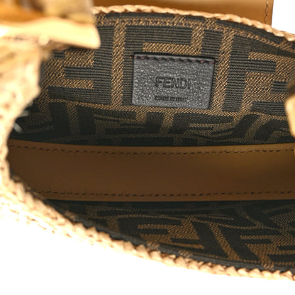 Fendi Raffia Vitello King Mini Cookie Hobo Bag Naturale Sahara 5 of 9