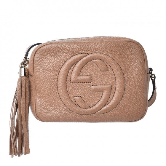 Pebbled Calfskin Small Soho Disco Bag Rose Beige