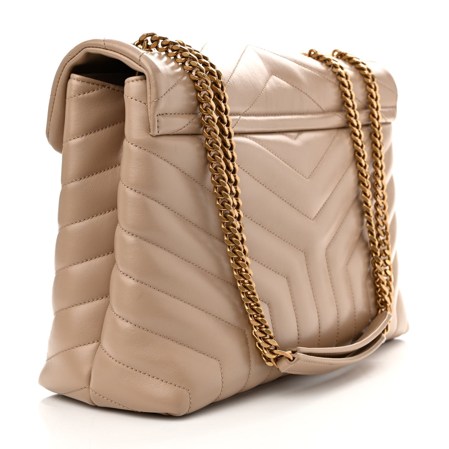 Calfskin Y Quilted Monogram Medium Loulou Chain Satchel Dark Beige