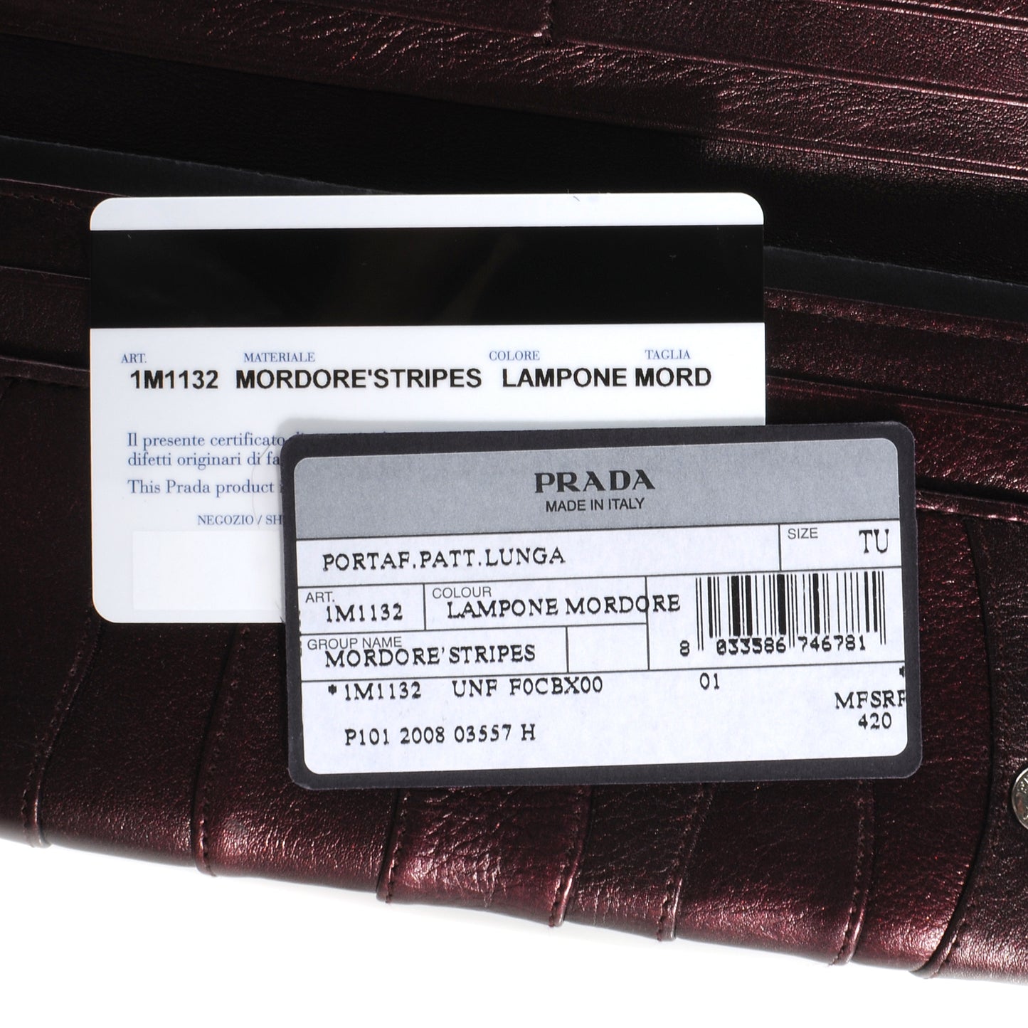 Nappa Mordore Stripes Continental Wallet Lampone