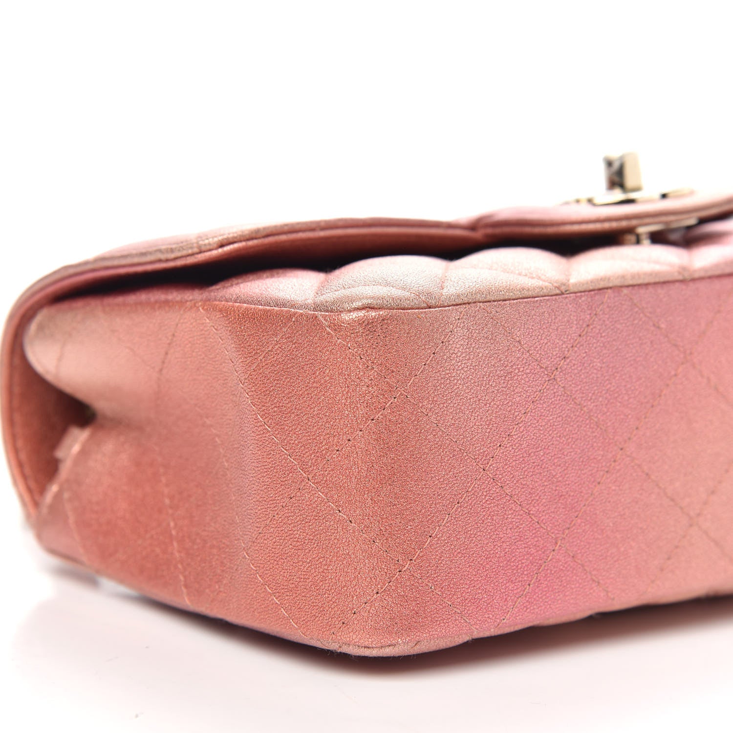 Chanel Metallic Lambskin Quilted Ombre Mini Rectangular Flap Pink 8 of 11