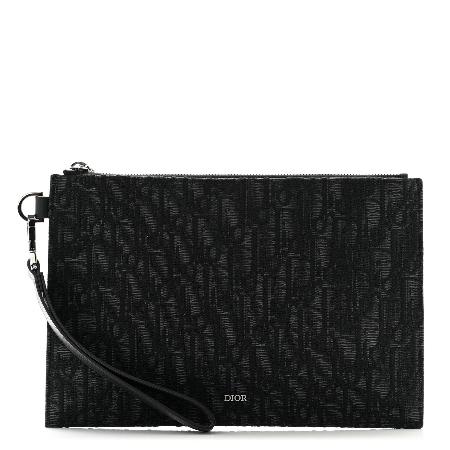 Oblique Jacquard A5 Flat Pouch Wristlet Black