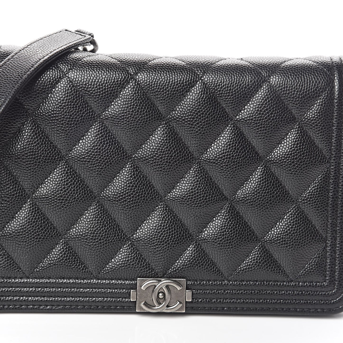 Caviar Quilted Boy Wallet On Chain WOC Black