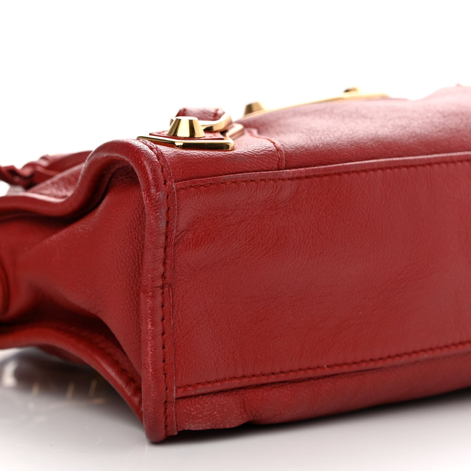Balenciaga Chevre Gold Metallic Edge Hardware Mini City Rouge Brique Rouge Grenade 9 of 16