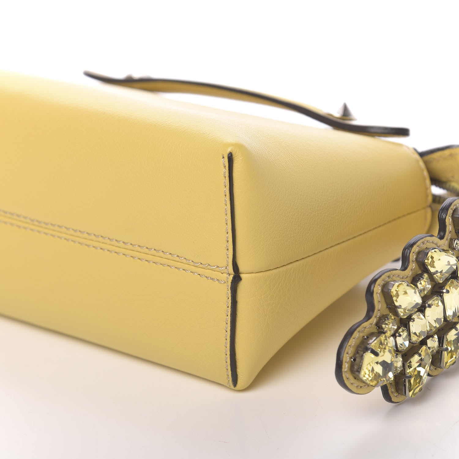 Fendi Vitello Dolce Crystal Croc Tail Mini By The Way Boston Bag Yellow 9 of 11
