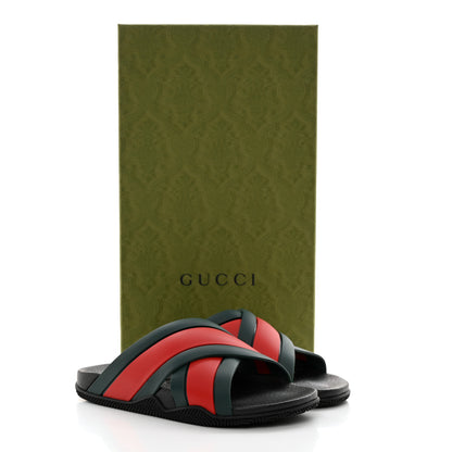 Gucci Rubber Web Womens Criss Cross Slide Sandals 36 Green Red 9 of 9