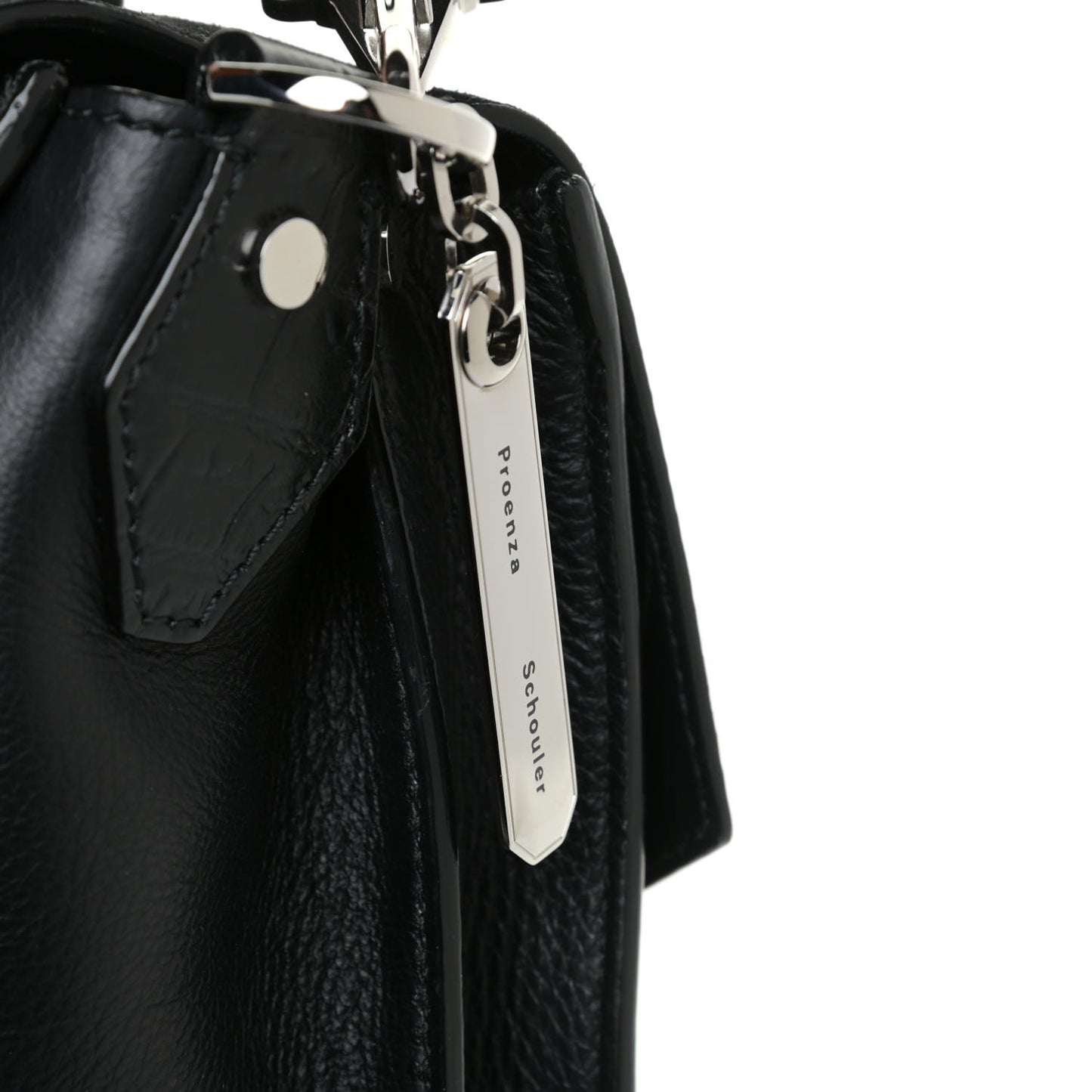 Suede Calfskin Crocodile Embossed Medium PS1 Satchel Black