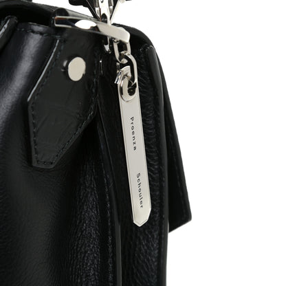 Proenza Schouler Suede Calfskin Crocodile Embossed Medium PS1 Satchel Black 10 of 12