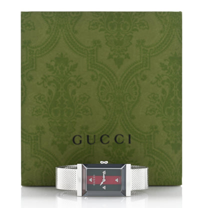Gucci Stainless Steel Mother of Pearl 21mm Web G-Frame Mesh Quartz Watch Green 5 of 5