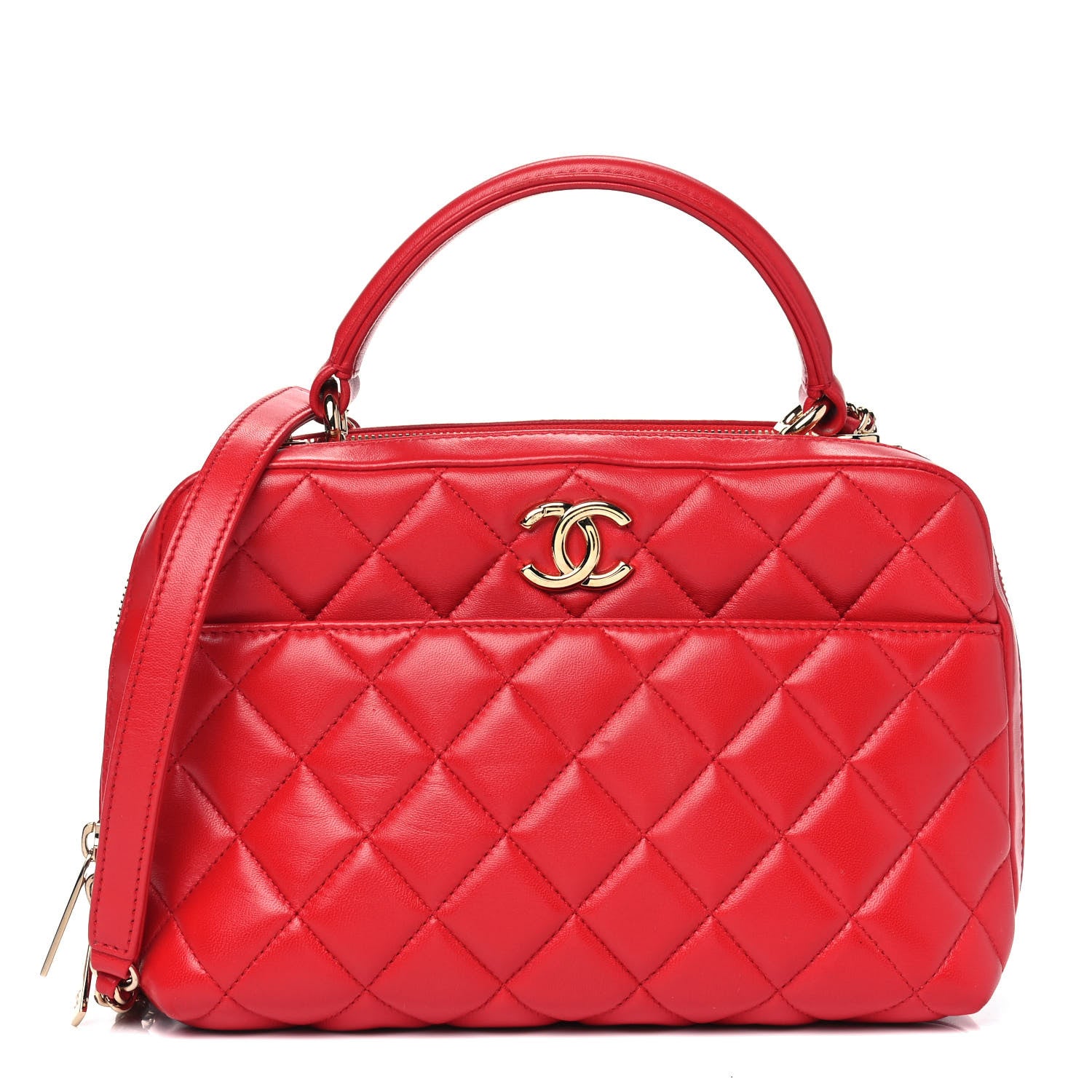 Chanel Lambskin Quilted Medium Trendy CC Bowling Bag Red 1 of 8