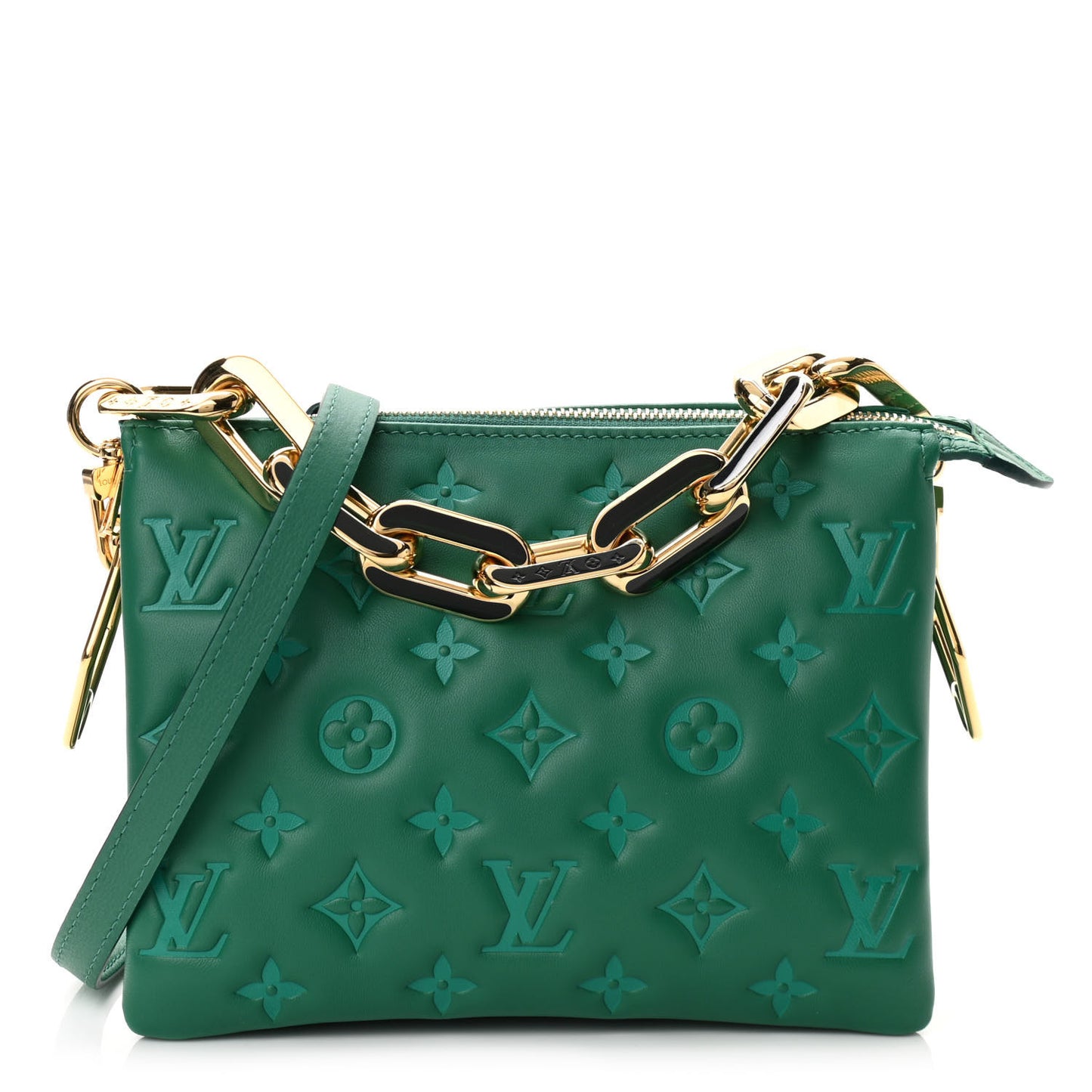 Lambskin Embossed Monogram Coussin BB Emeraude