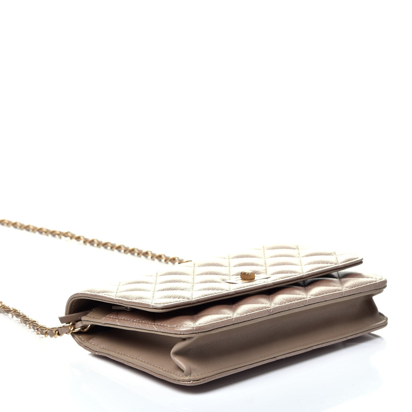 Metallic Calfskin Reissue Wallet On Chain WOC Gold