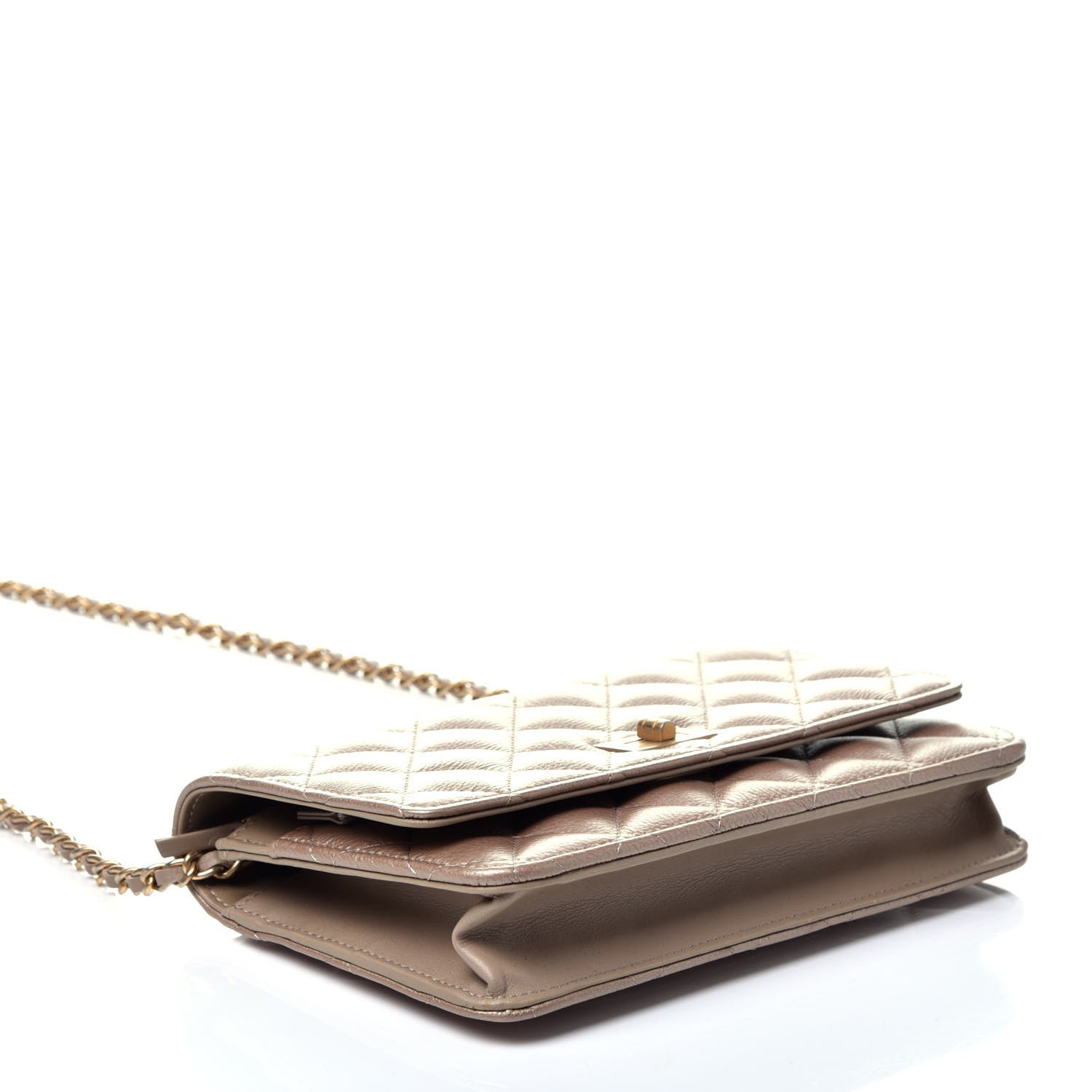 Chanel Metallic Calfskin Reissue Wallet On Chain WOC Gold 4 of 9