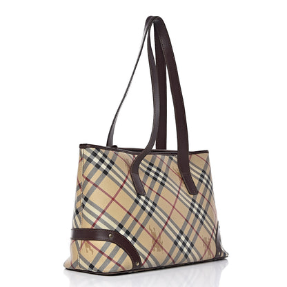 Burberry Haymarket Check Studded Tote Bag Chocolate 3 of 23