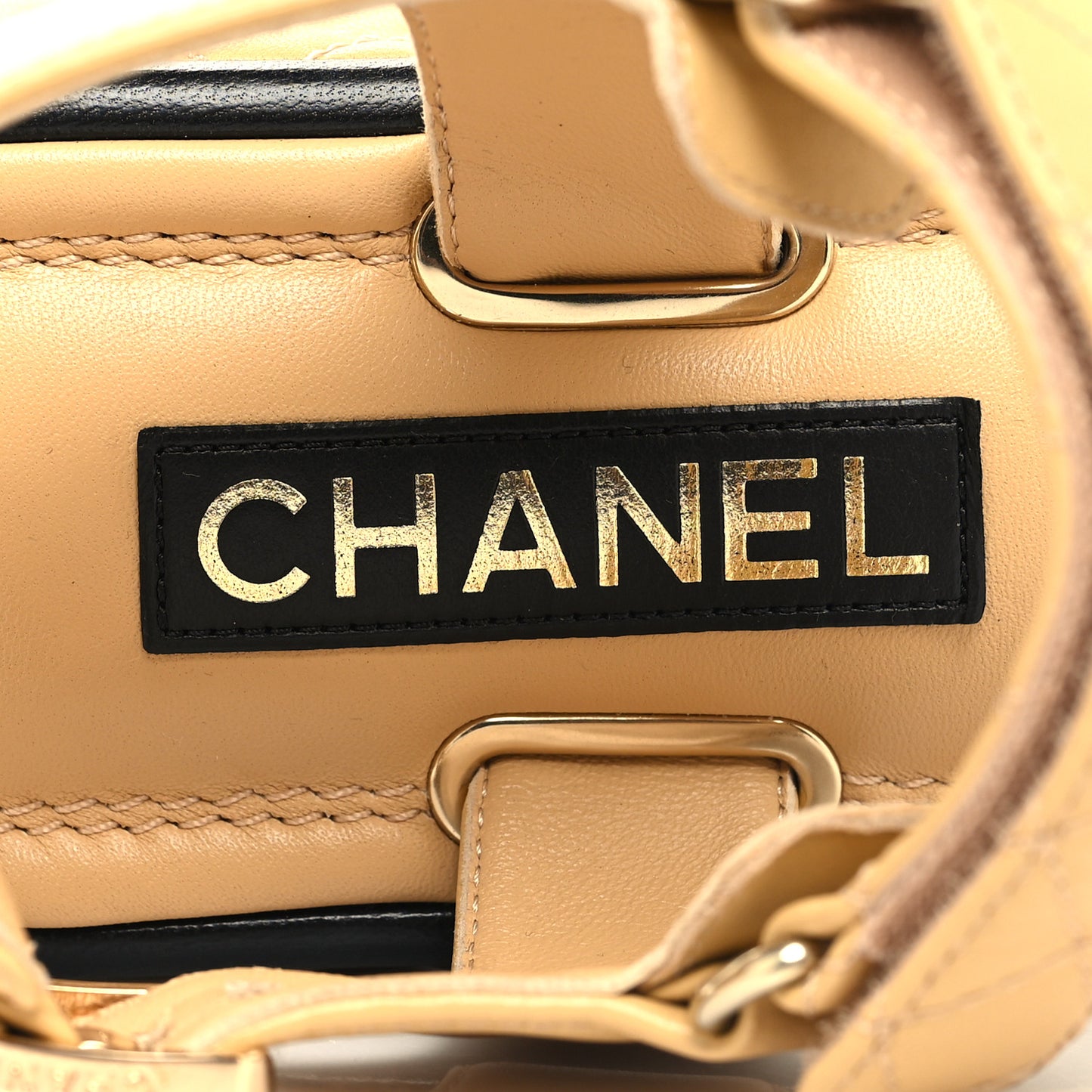 Lambskin Quilted Platform Sandals 37 Beige Black