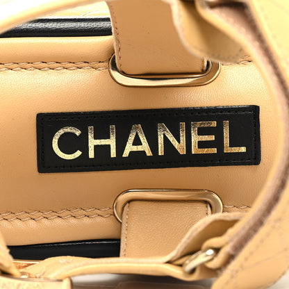 Chanel Lambskin Quilted Platform Sandals 37 Beige Black 8 of 10