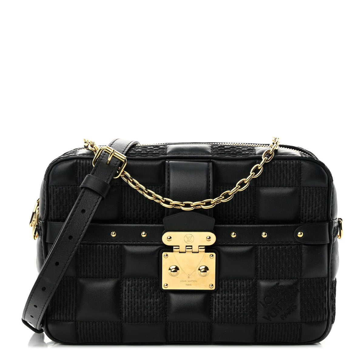 Louis Vuitton Lambskin Damier Quilt Troca MM Black 1 of 13