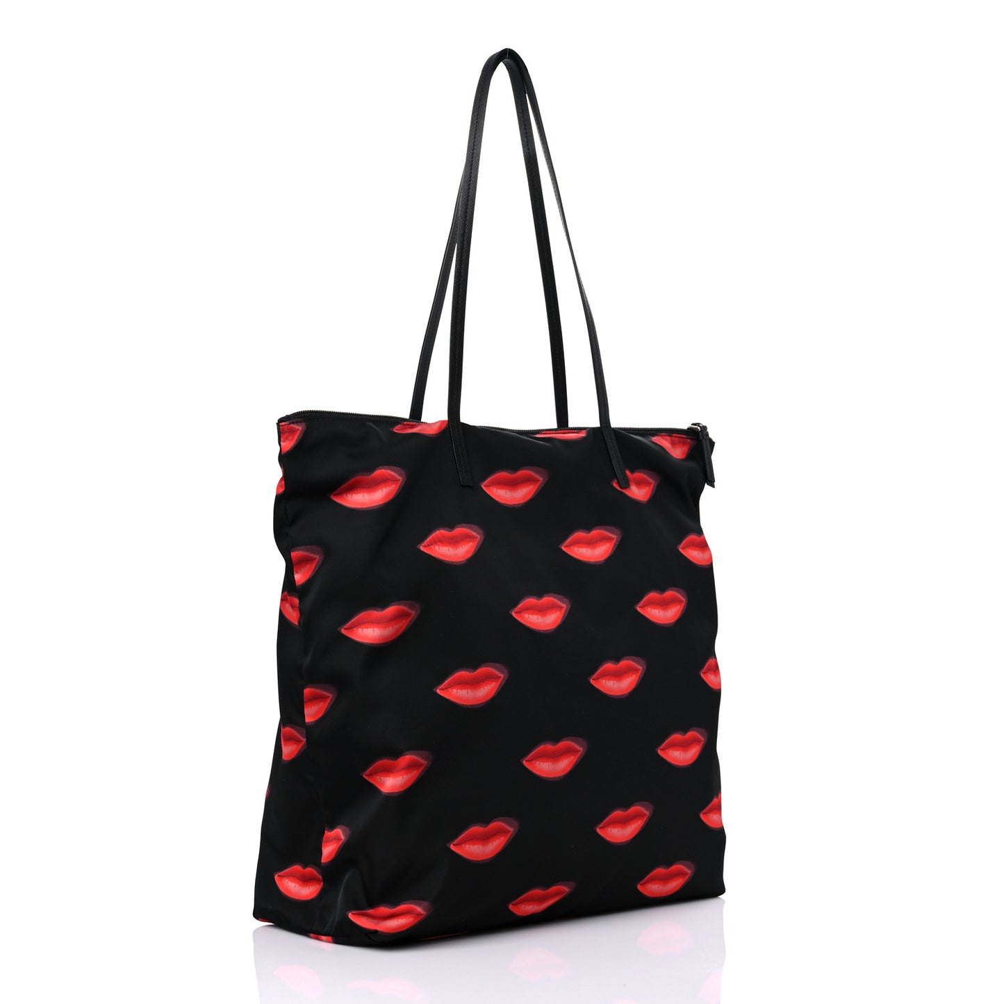 Tessuto Nylon Lips Tote Black