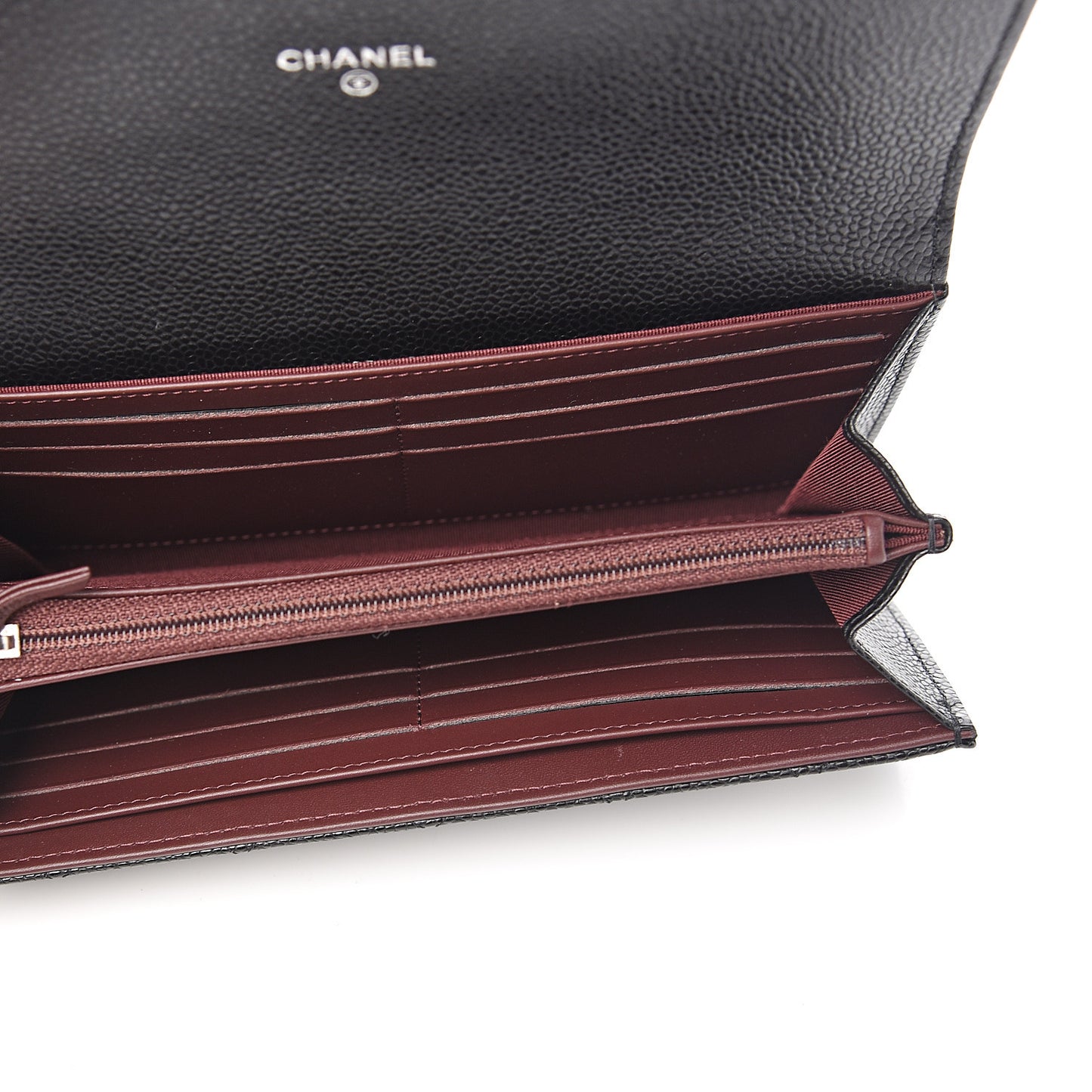 Caviar Quilted Large Gusset Flap Wallet Black