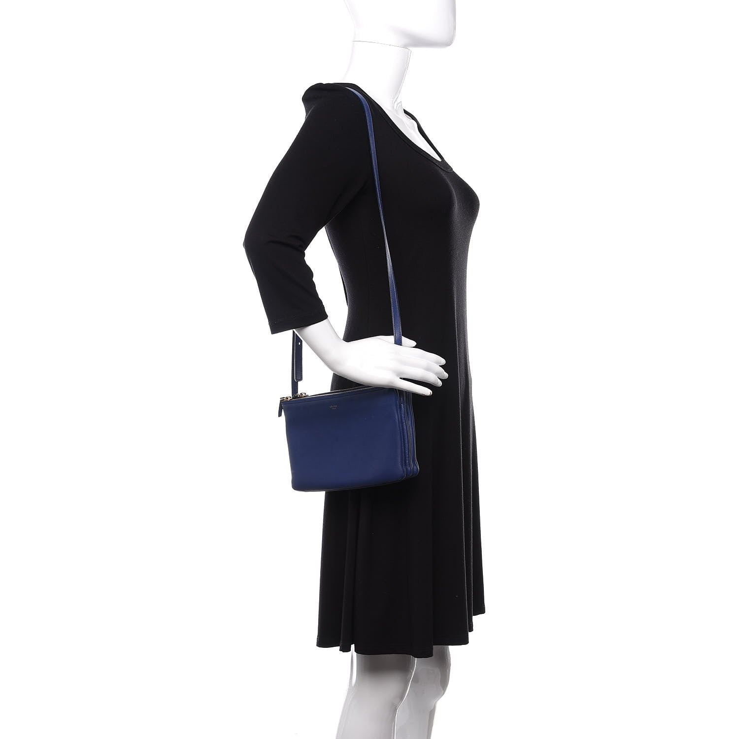 Celine Lambskin Small Trio Crossbody Bag Indigo 2 of 9