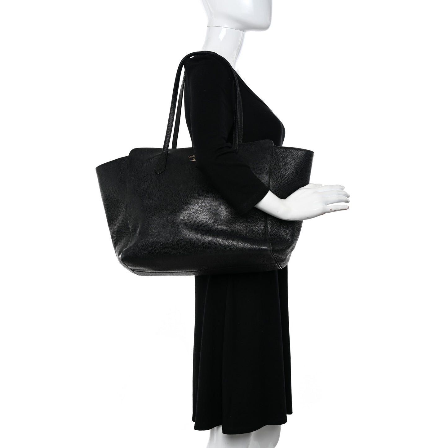 Pebbled Calfskin Medium Swing Tote Black