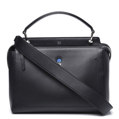 Fendi Vitello Baltico Dolce DotCom Satchel Black Blue Royal 1 of 11