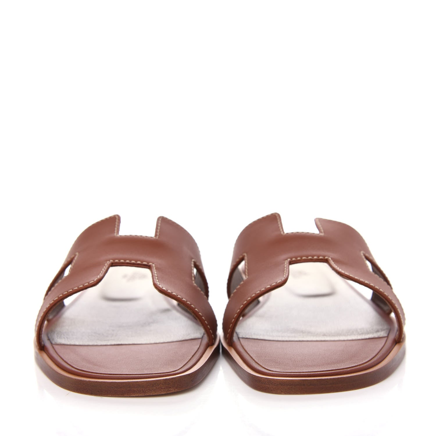 Hermes Box Calfskin Oran Sandals 37.5 Gold 2 of 11
