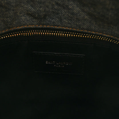Saint Laurent Denim Quilted Toy Loulou Puffer Monogram Chain Satchel Blue Cinnamon 6 of 10