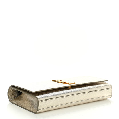 Saint Laurent Metallic Textured Calfskin Classic Monogram Cassandre Clutch Pale Gold 4 of 6