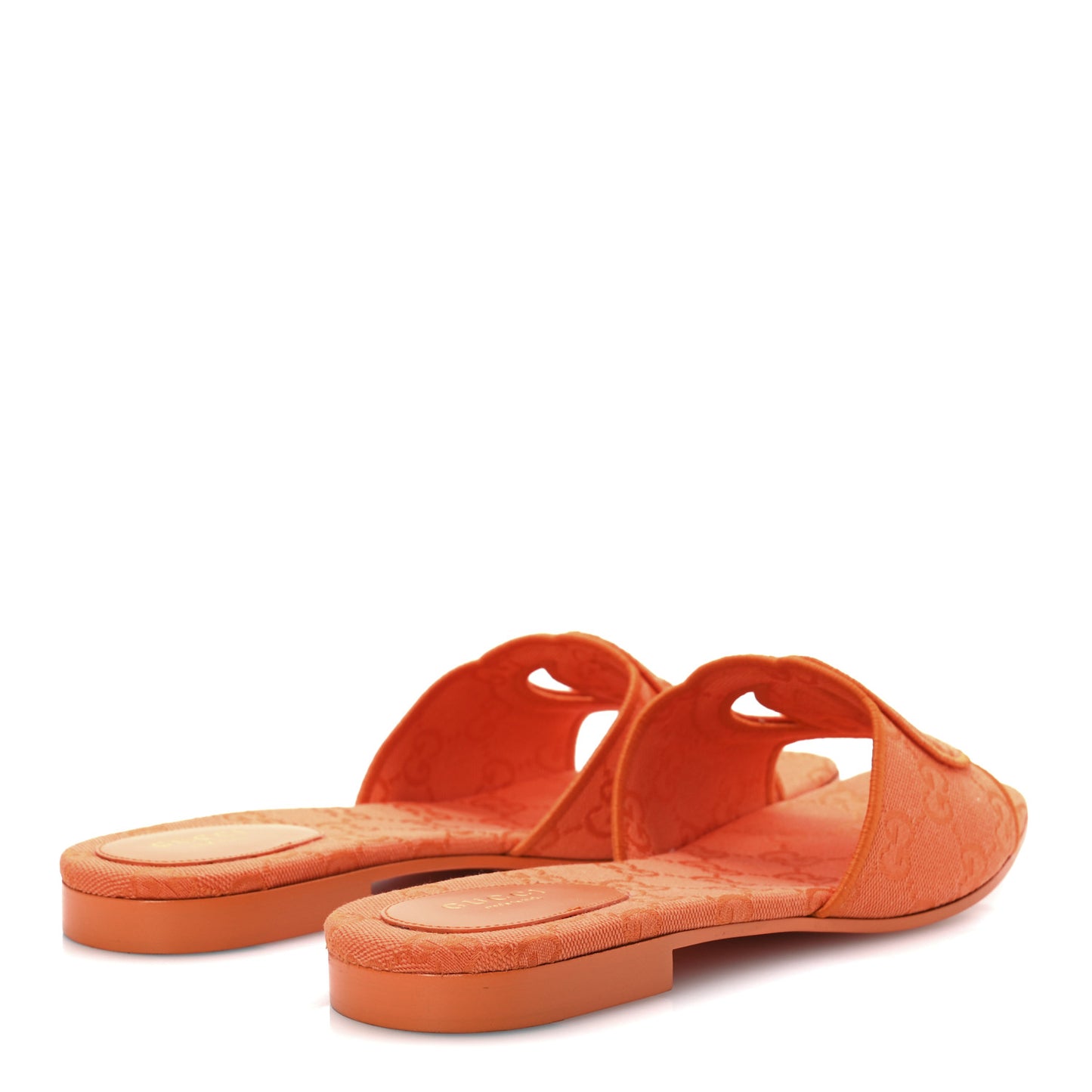 Canvas Interlocking G Cut Out Slide Sandals 40 Orange