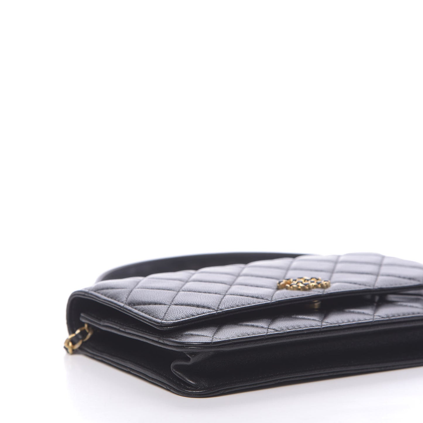 Lambskin Quilted Infinity Wallet On Chain WOC Black