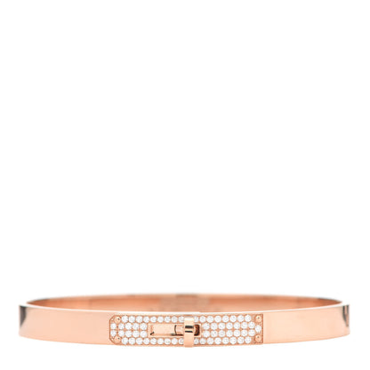 Hermes 18K Rose Gold Diamond PM Kelly Pave Bracelet SH 1 of 6