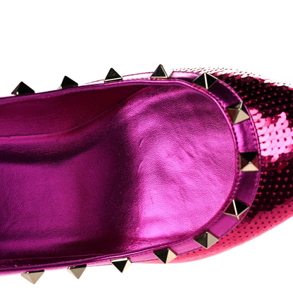 Valentino Garavani Metallic Nappa Sequin Liquid Metal Rockstud 85mm Pumps 39 Pink Orchid 11 of 12